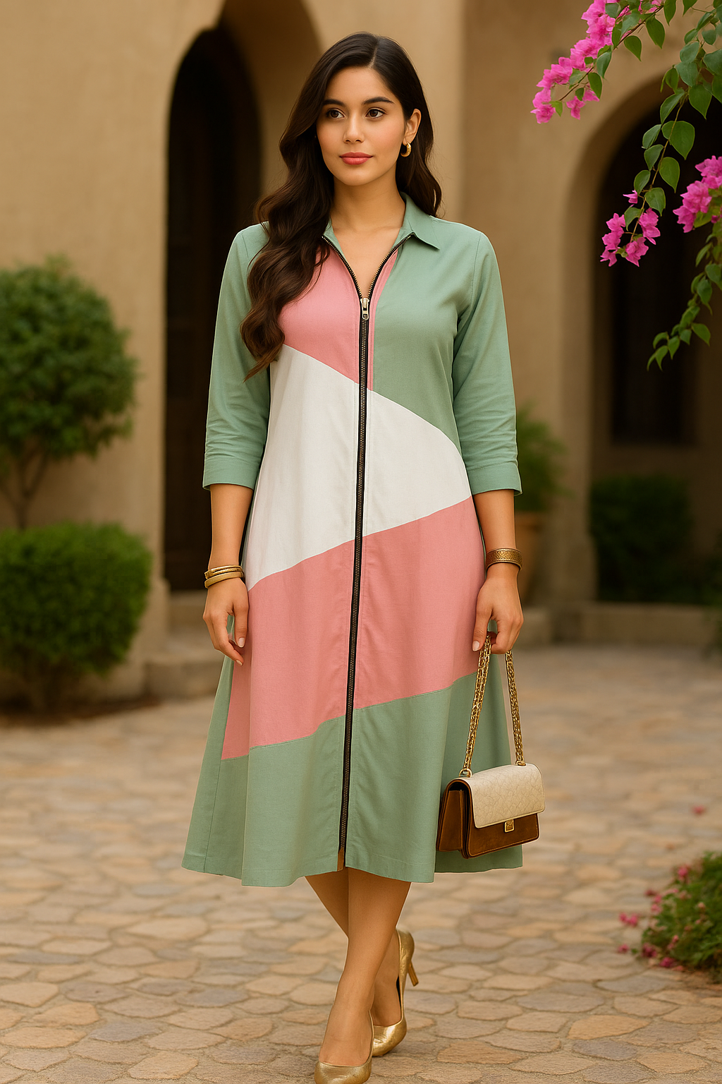 Sage Blush Charm Midi