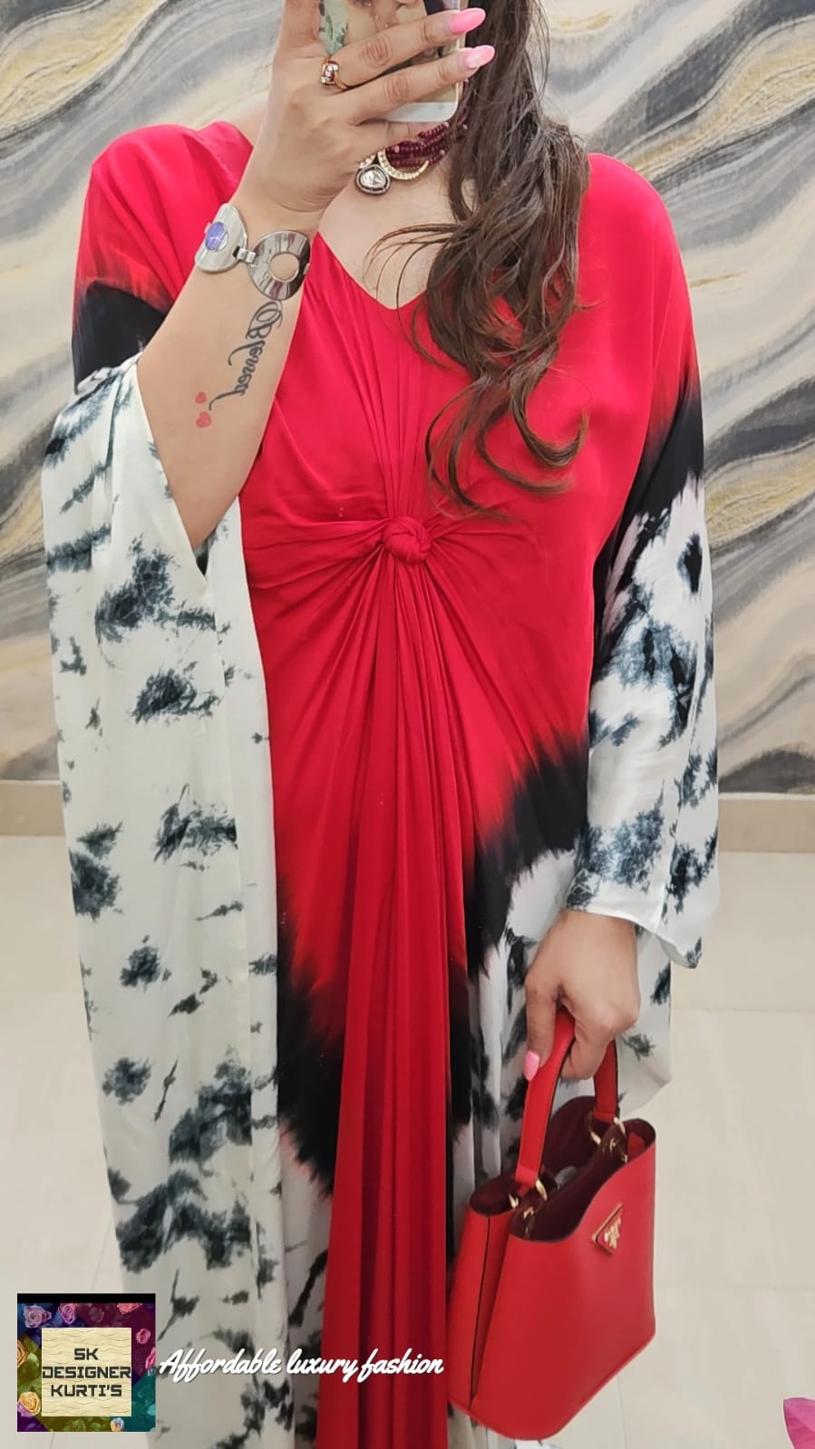 Luxe Satin Tie-Dye Kaftan