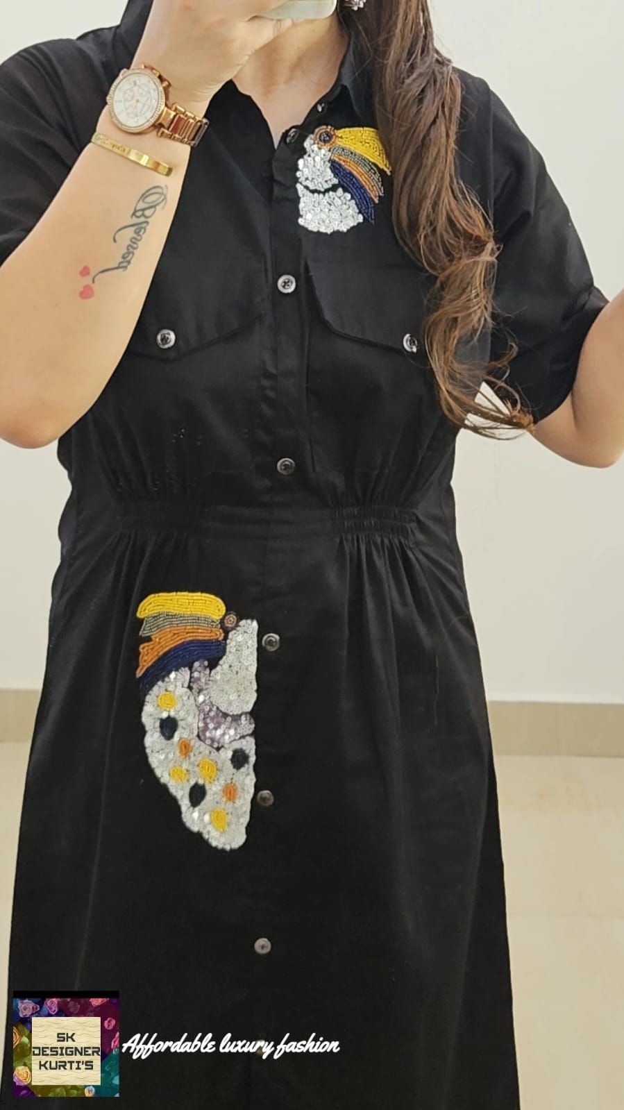 Summer Vacation Cotton Midi Dress (Black)