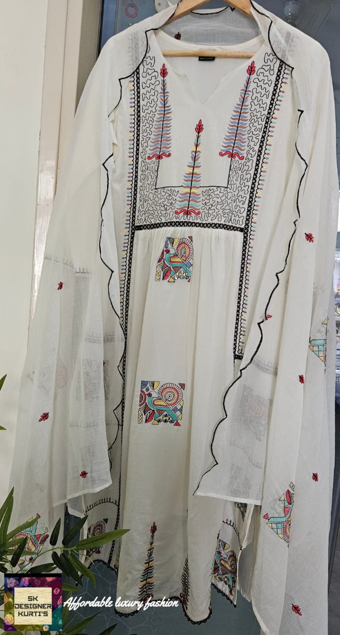 Classy White Mul Cotton Suit