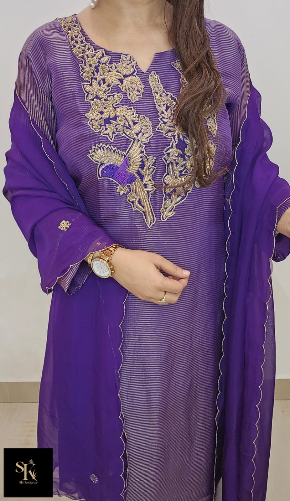 Royal Charm Purple Tissue Kurta Set