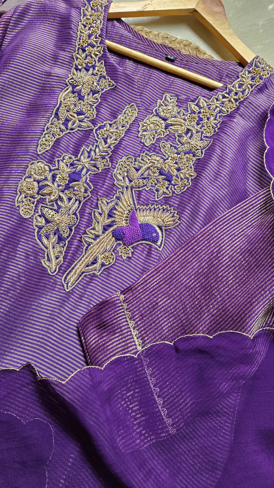 Royal Charm Purple Tissue Kurta Set