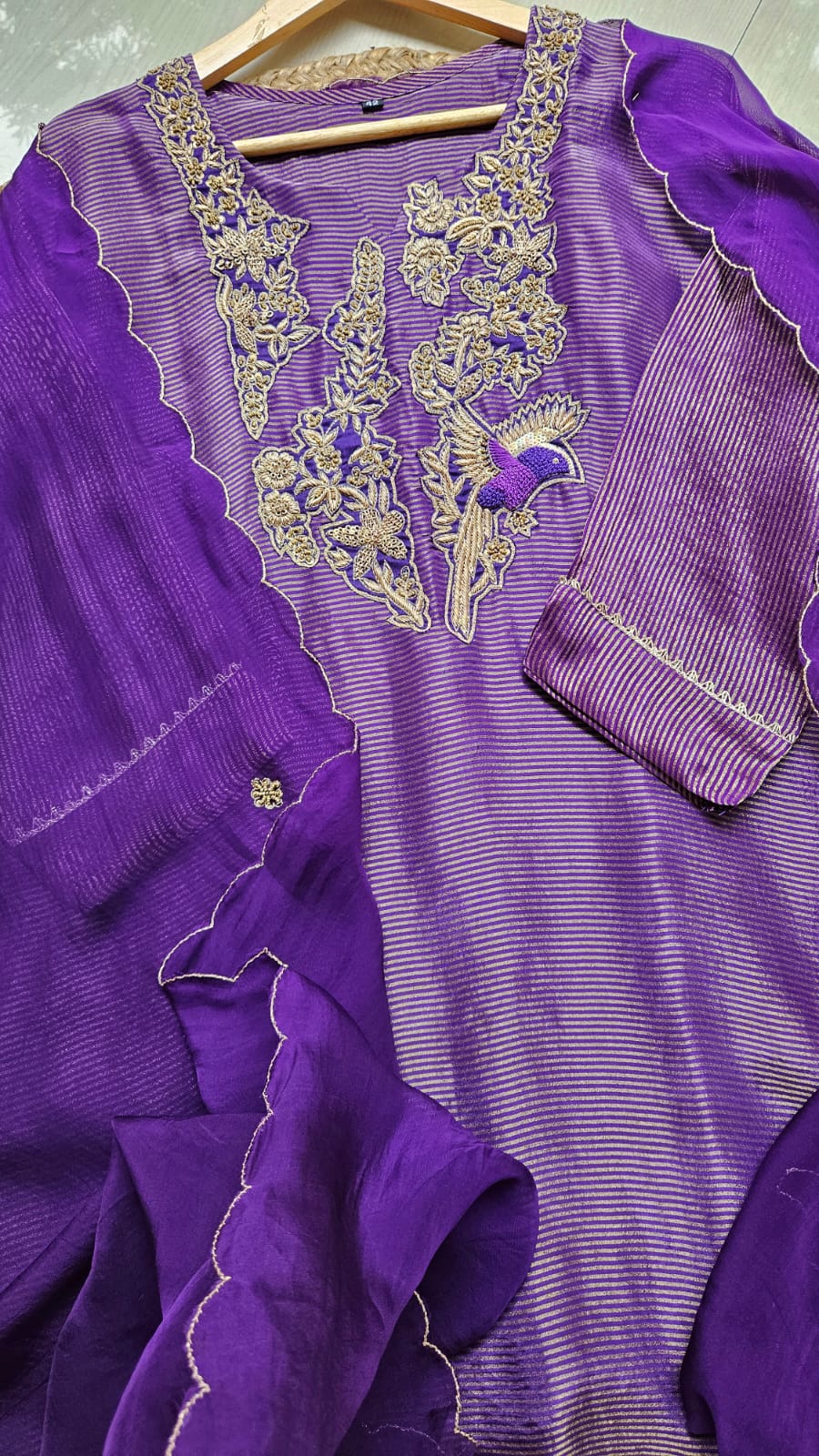Royal Charm Purple Tissue Kurta Set