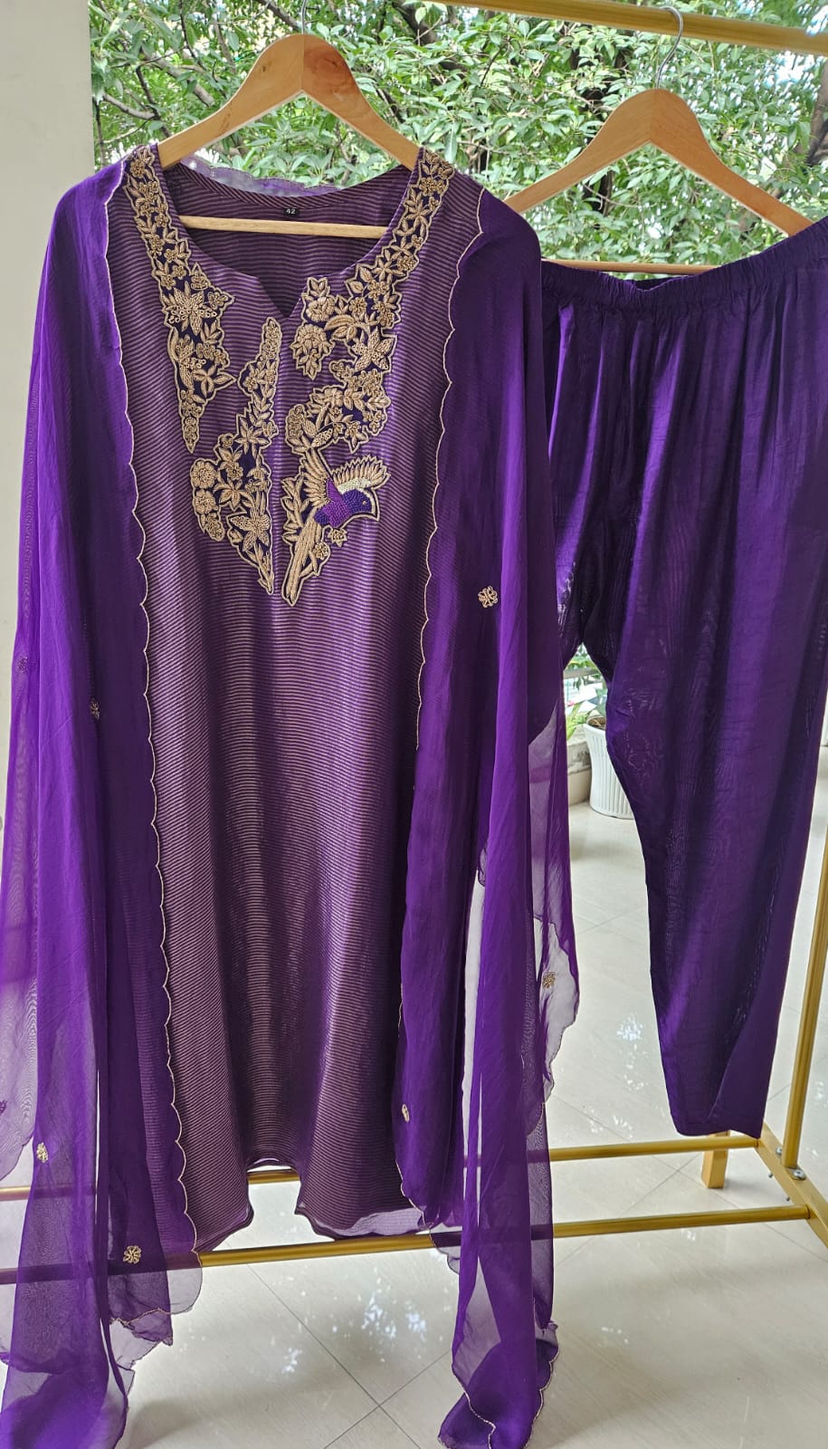 Royal Charm Purple Tissue Kurta Set