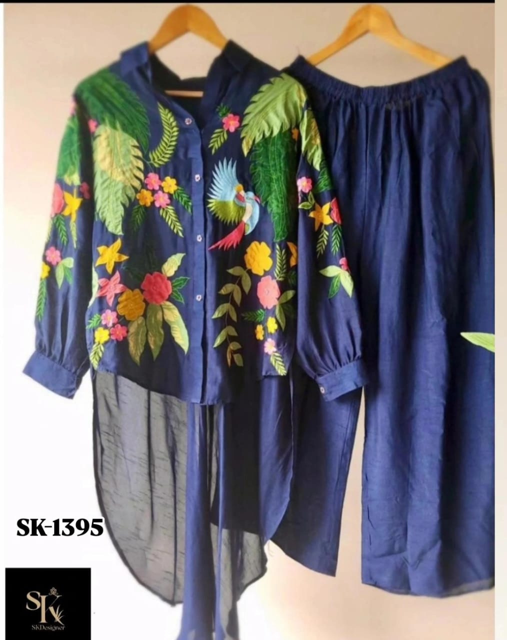 Tropical Luxe Dola Silk Co-ord Set (Blue)