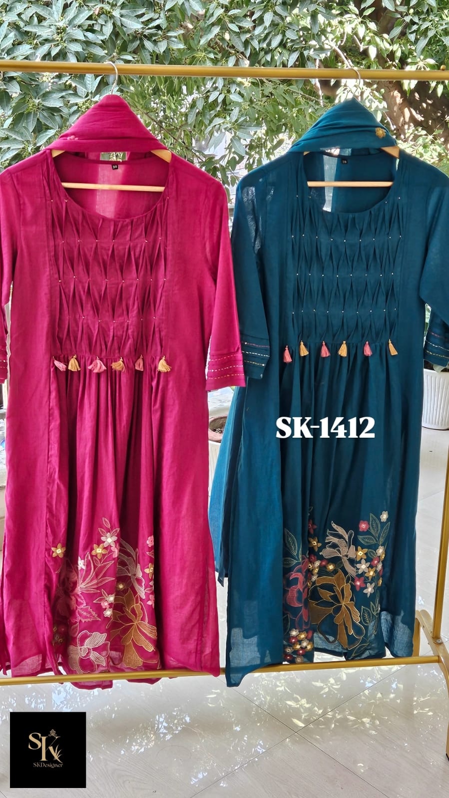 Mul Cotton Tassel Charm Kurta Set (Pink)