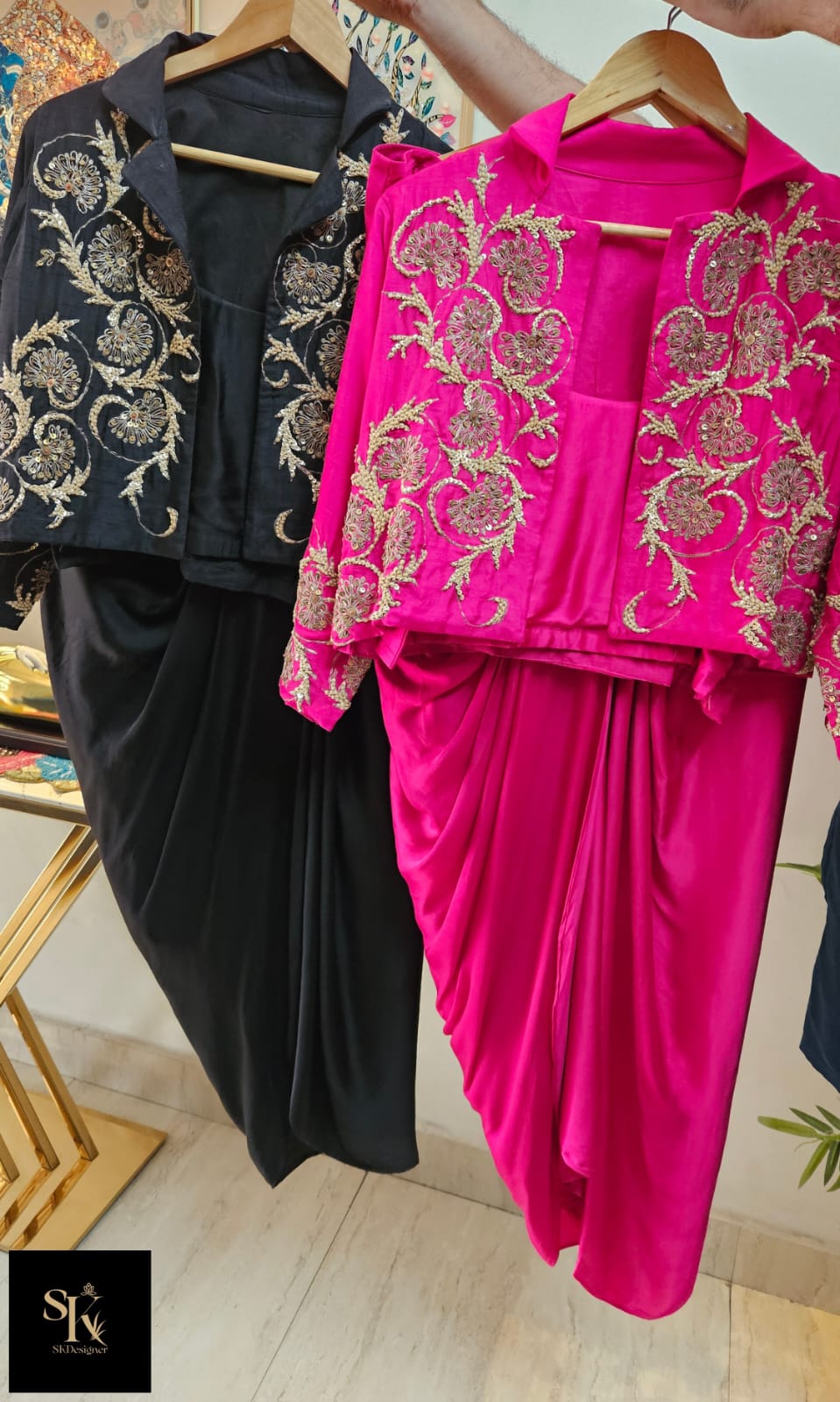 “Royal Aura Party Drape Set” — Pure Crepe Luxe Edit (Pink)