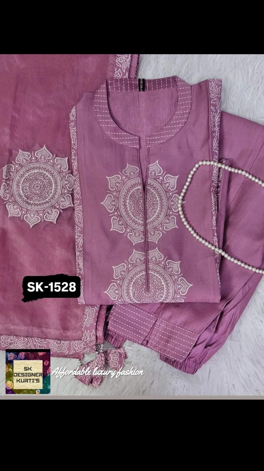 Summer Grace Patchwork Kurta Set (Pink)