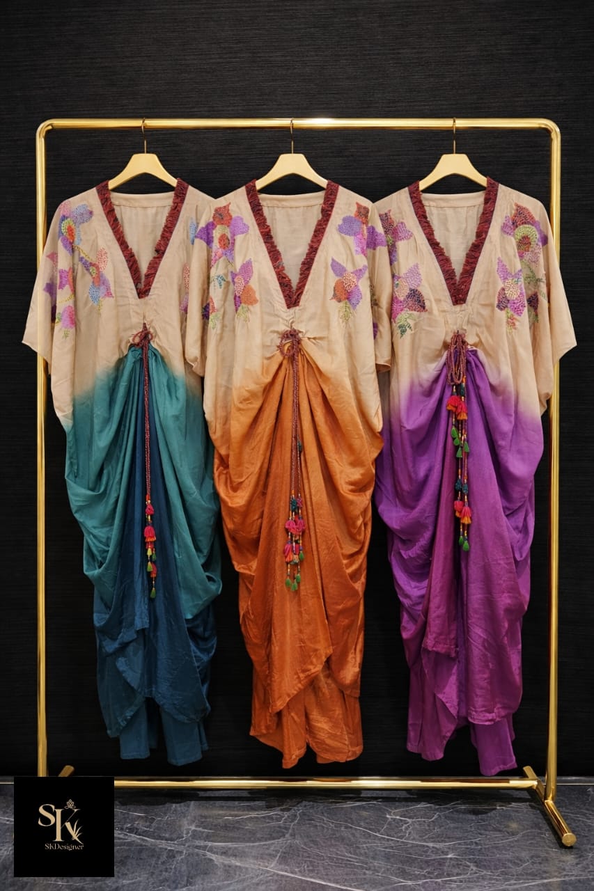 Sunset Carnival Russian Silk Kaftan Set