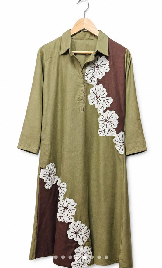 Appliqué Grace Cotton Midi Dress