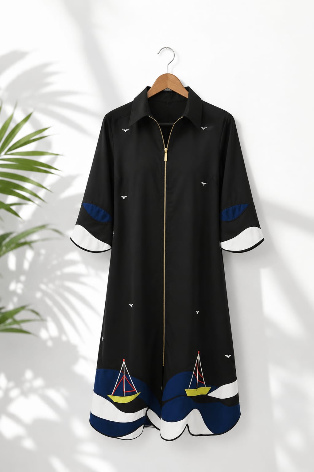 Pearl Blossom Appliqué Cotton Silk Dress