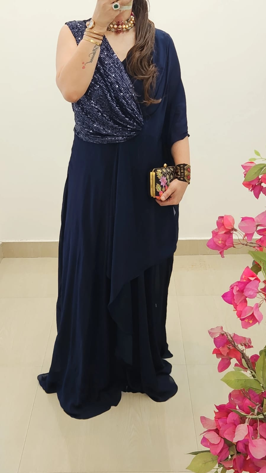 Party Wear Luxe – Sequin Drape Gown