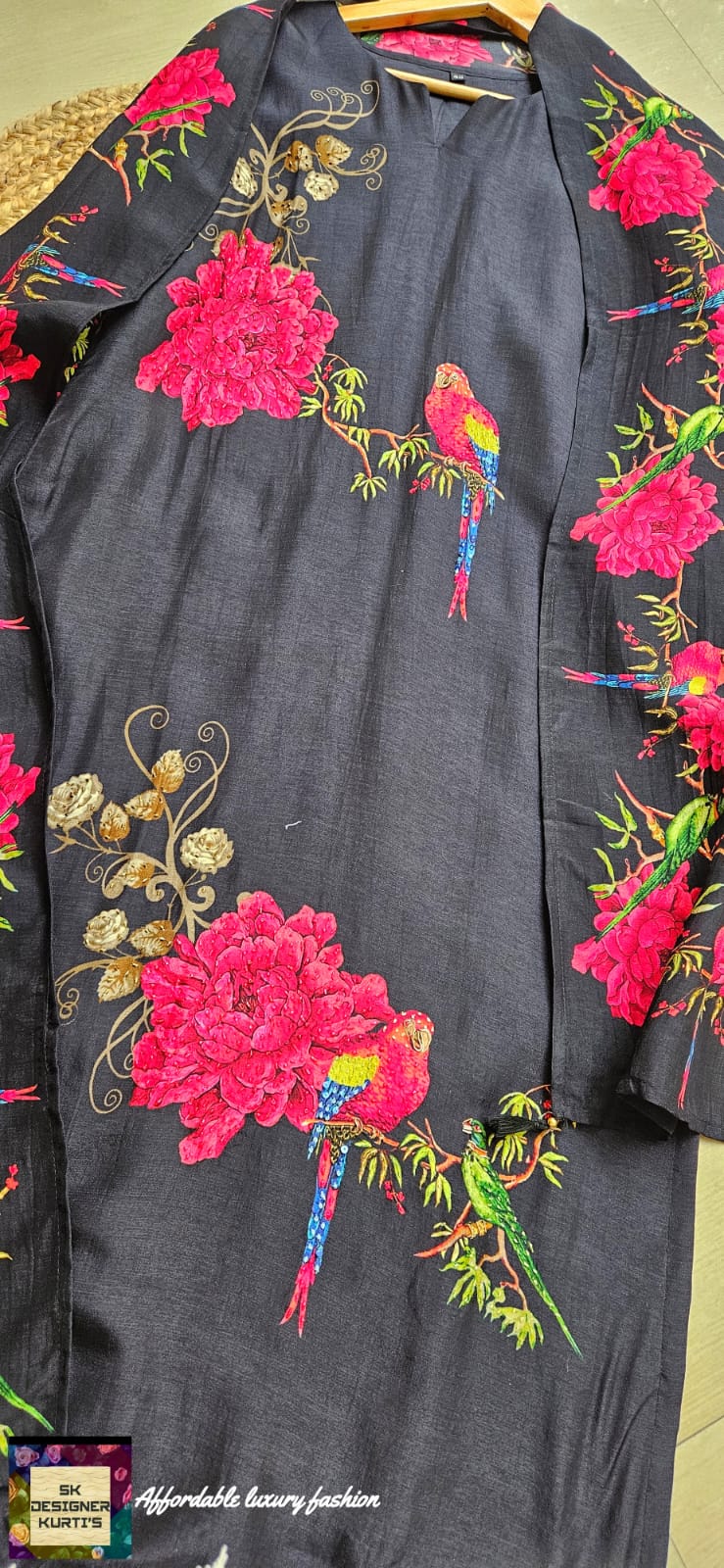 Parrot Paradise Dola Silk Suit Set