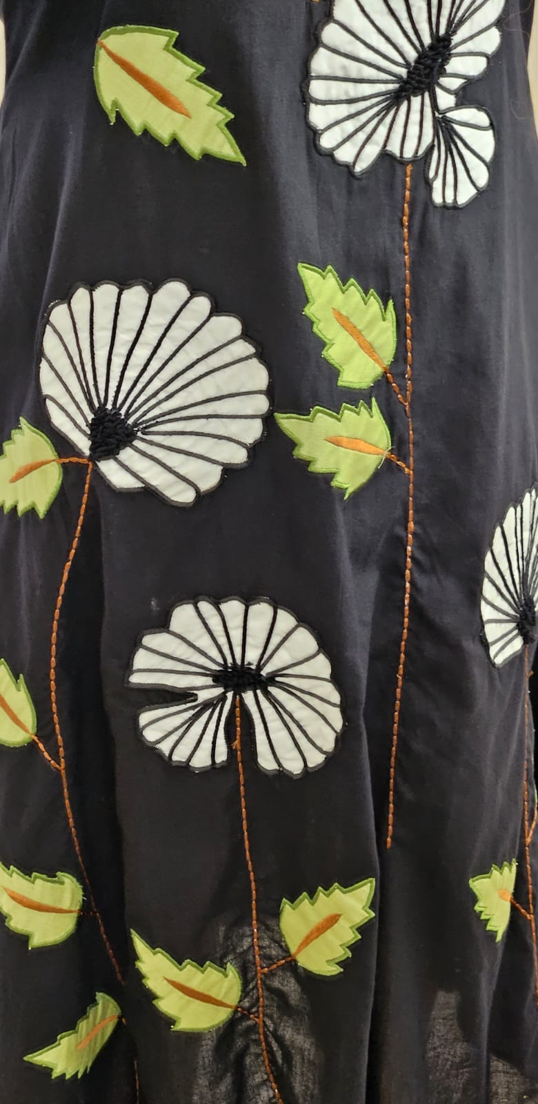 Denim Luxe Appliqué Zip Dress (Black)