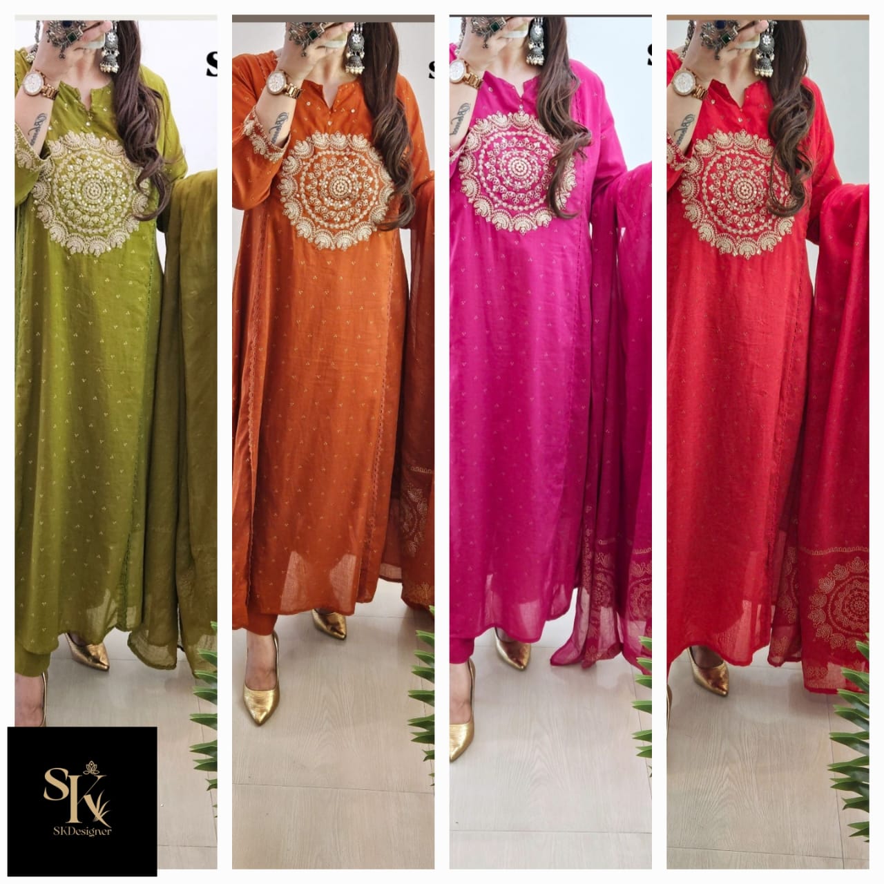 Royal Zari Charm – Mul Cotton Kurta Set (Red)