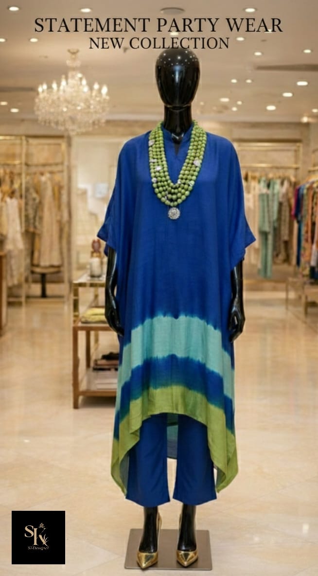 Azure Aura Tie-Dye Kaftan Set