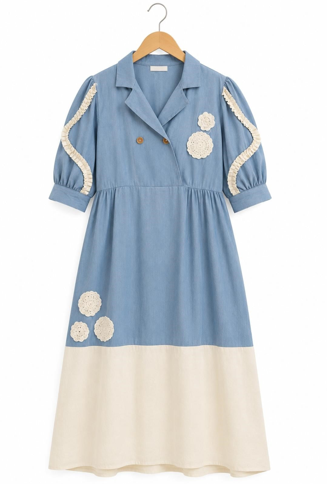 Crochet Bloom Cotton Midi Dress