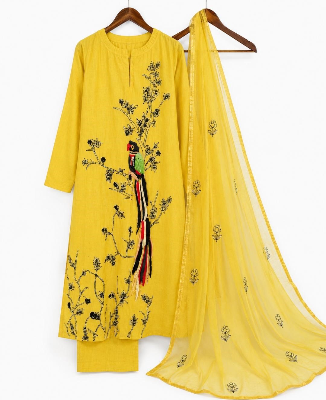 Parrot Royale Kantha Suit Set