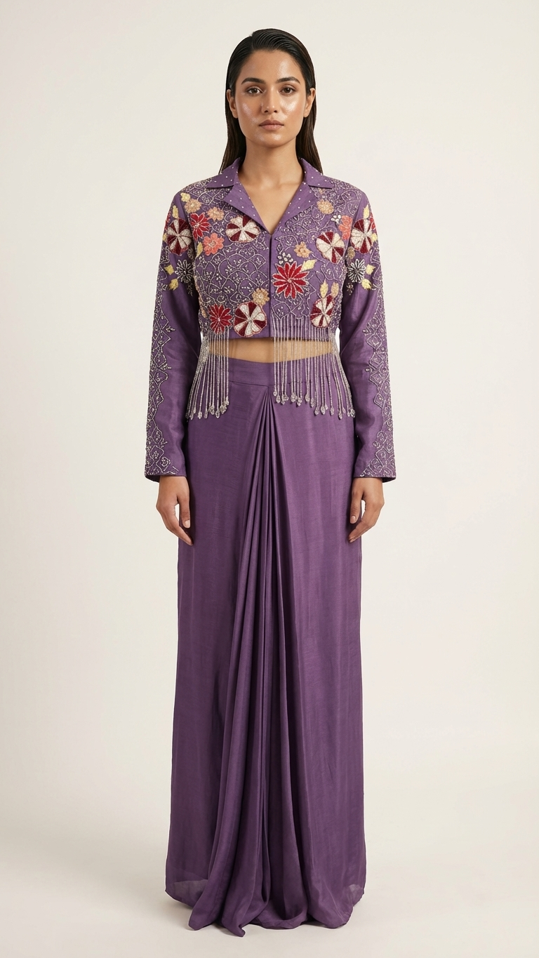 LAVENDER GLAM DRAPE CROP SET