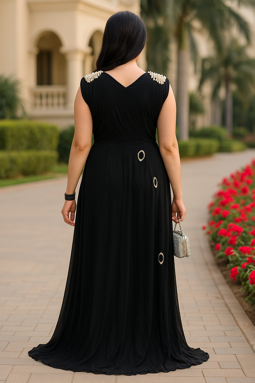 Tie & Dye Party Wear Gown – Pearl Embellished Edition