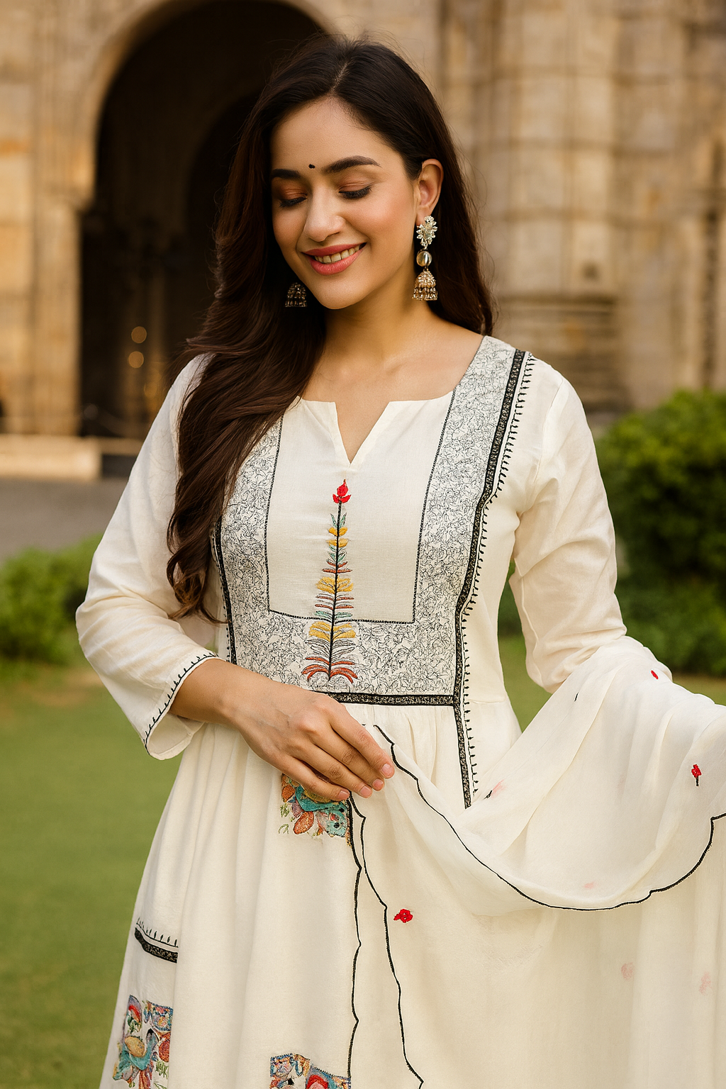 Classy White Mul Cotton Suit