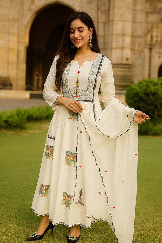 Classy White Mul Cotton Suit