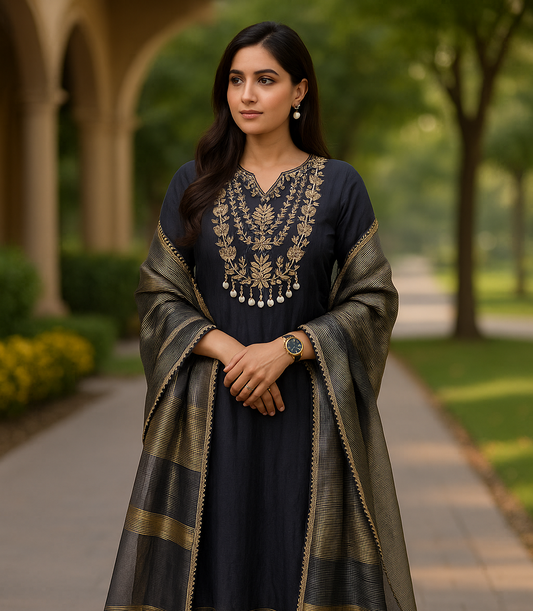 Timeless Grace Mul Chanderi Ensemble