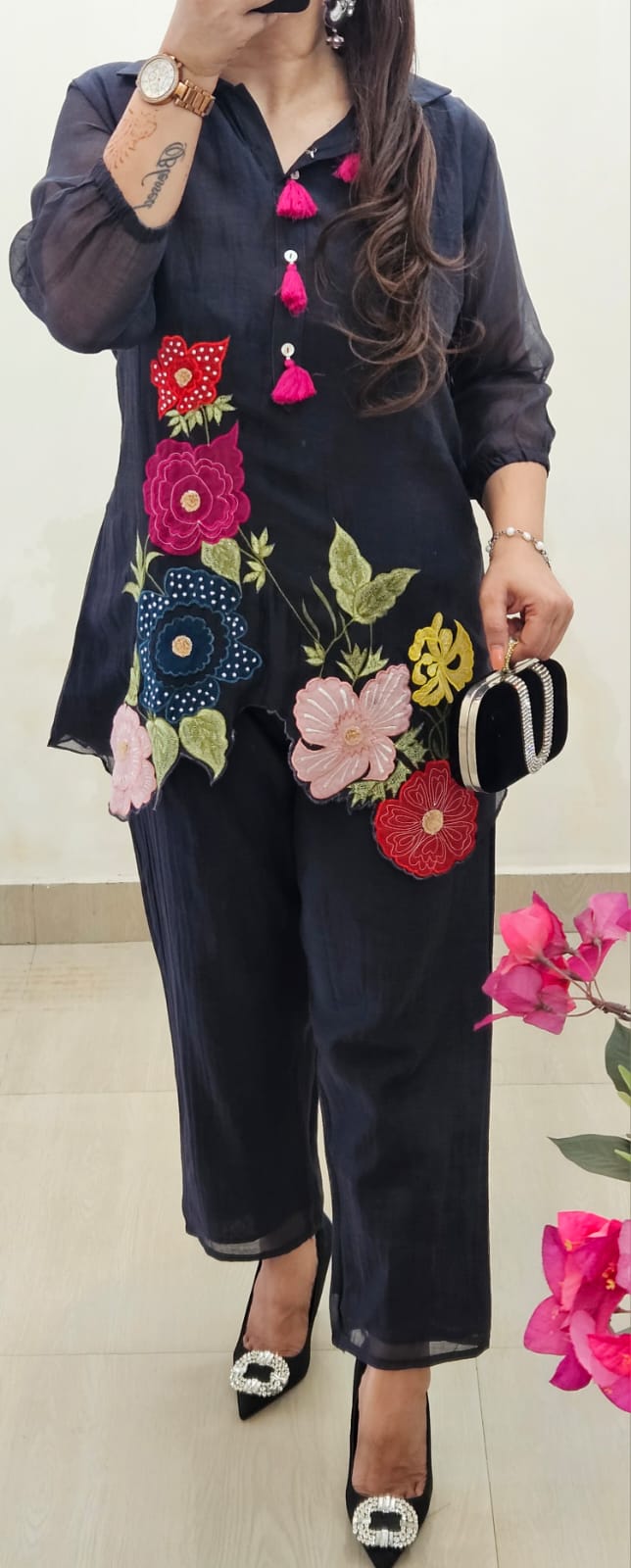 Pure Mul Chanderi Appliqué Set