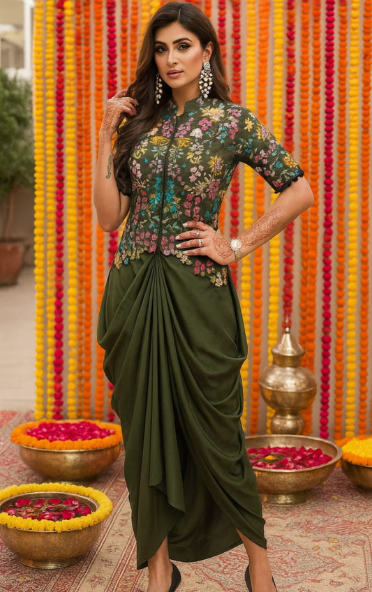 Glam Drape – Dola Silk Party Wear Set