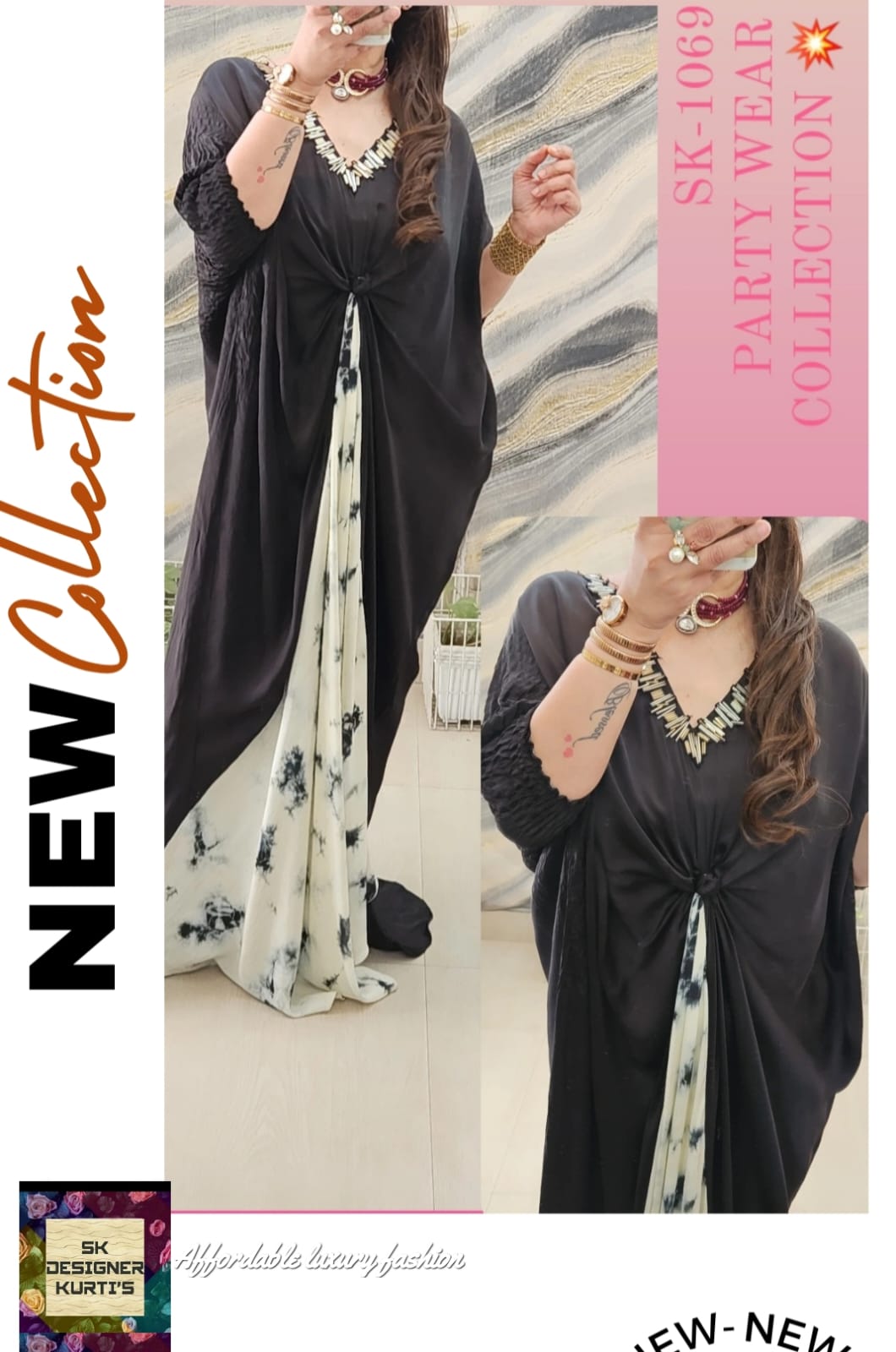 Tie & Dye Crepe Kaftan Gown
