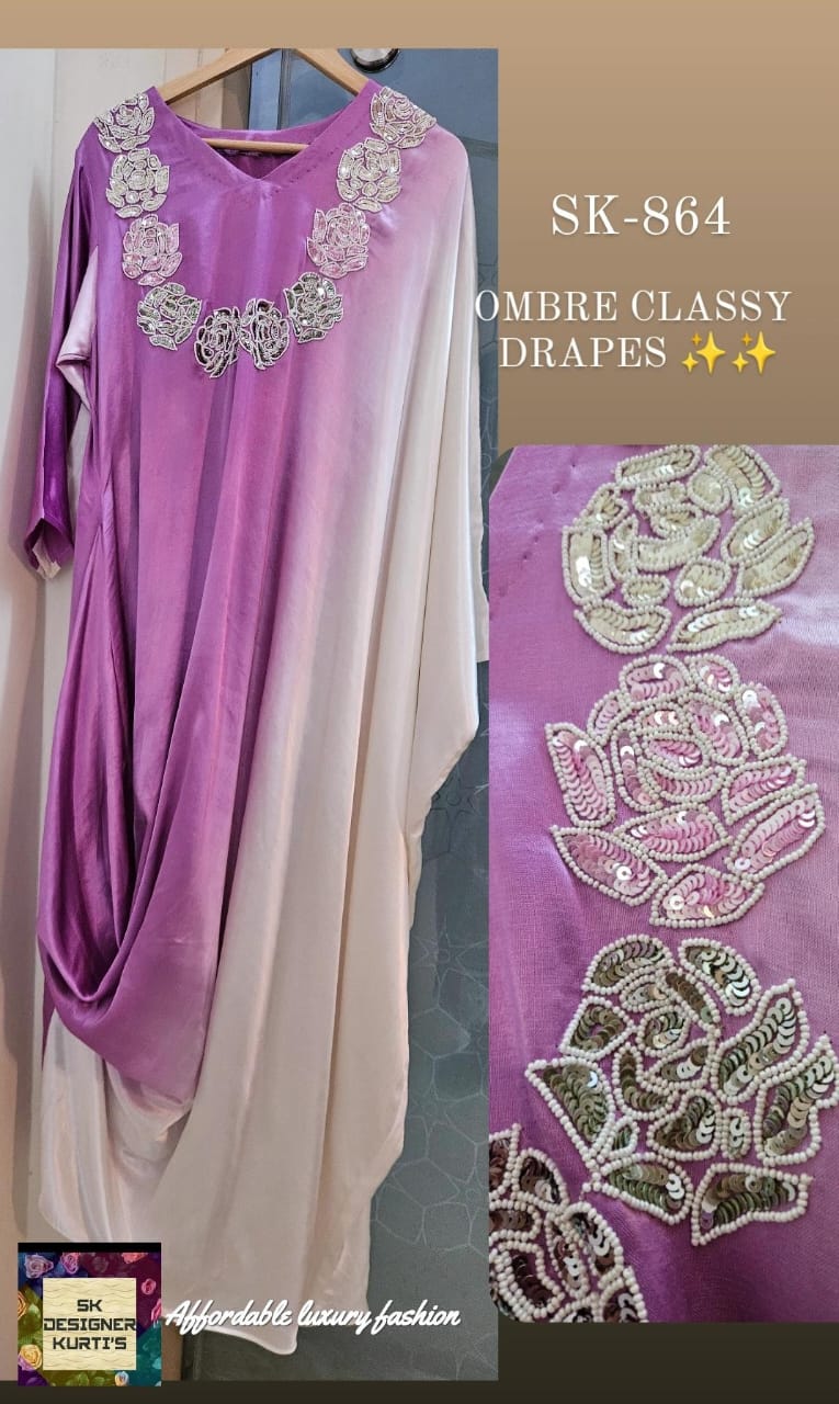 Gajji Silk Ombre Cowl Gown