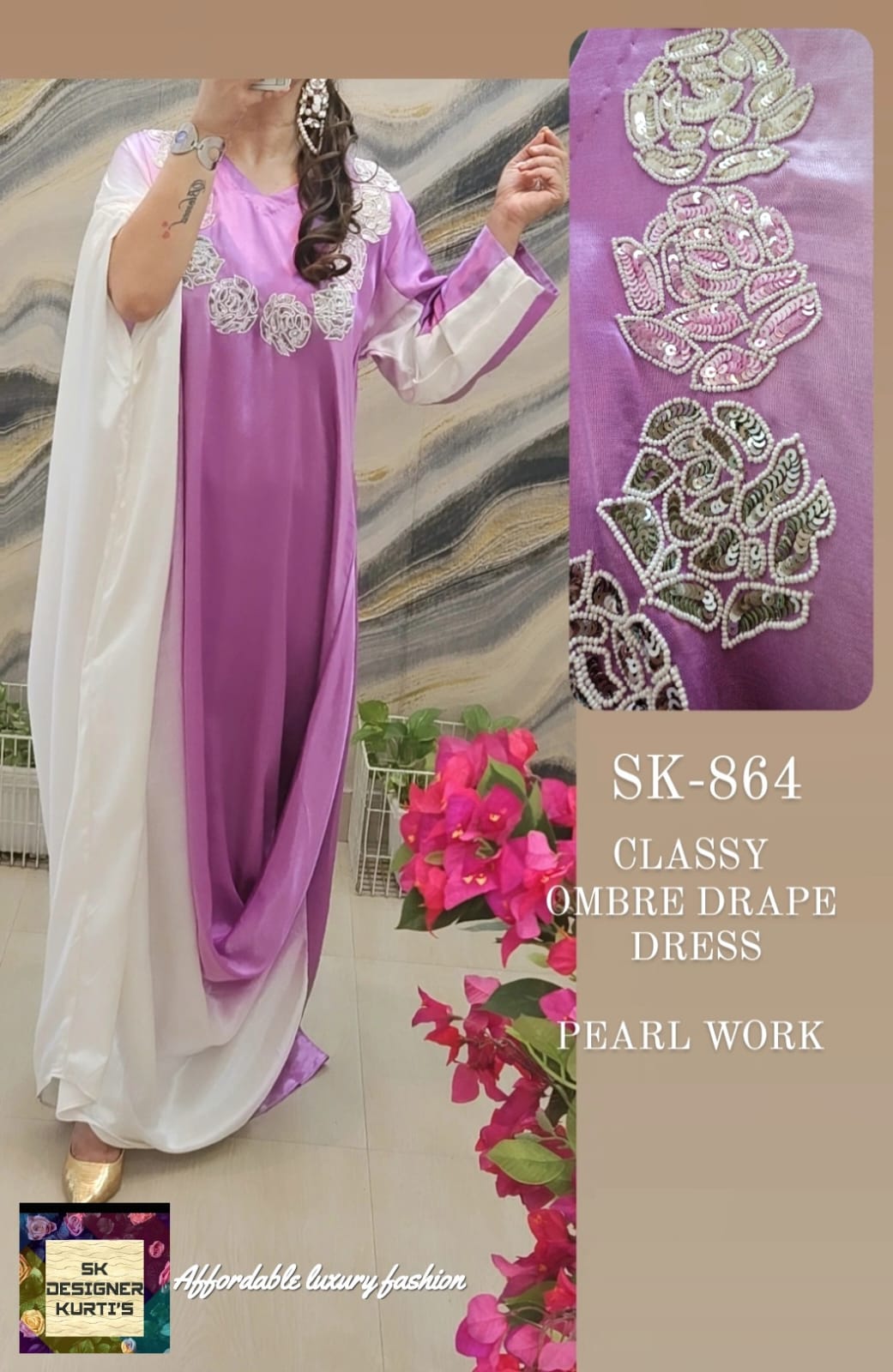 Gajji Silk Ombre Cowl Gown