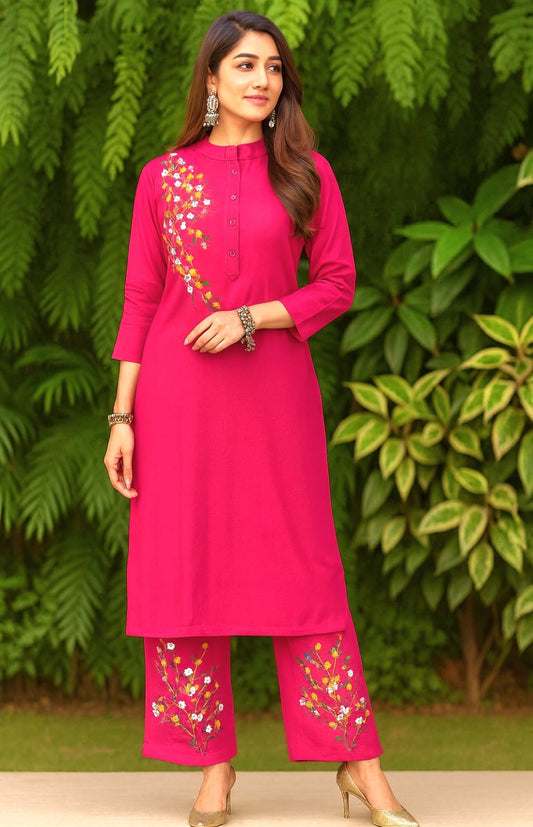 Regal Threads Pure Cotton Kurta Set (Pink)