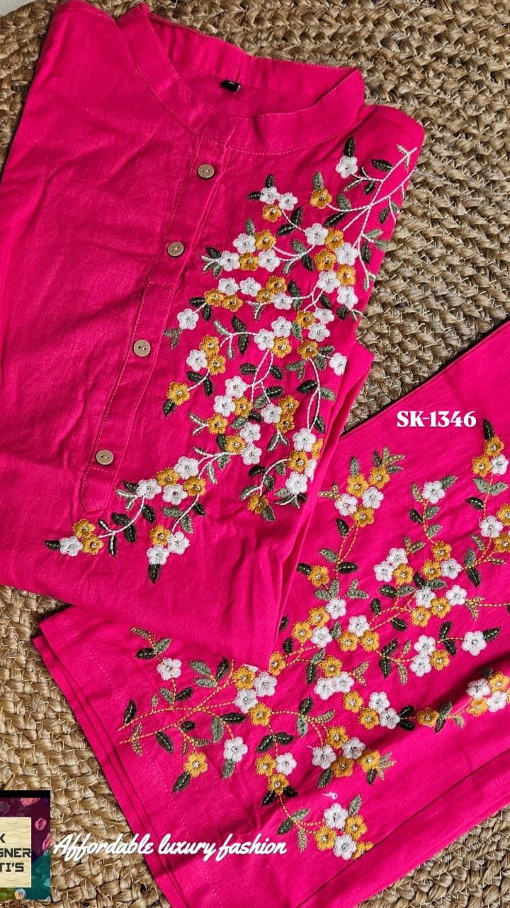 Regal Threads Pure Cotton Kurta Set (Pink)