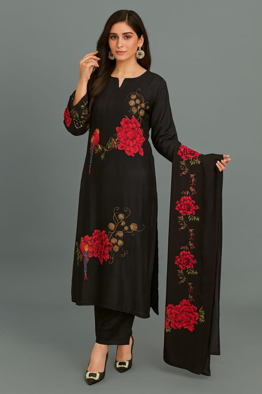 Parrot Paradise Dola Silk Suit Set