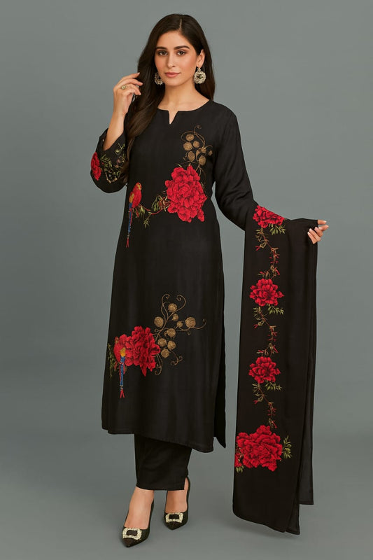 Parrot Paradise Dola Silk Suit Set