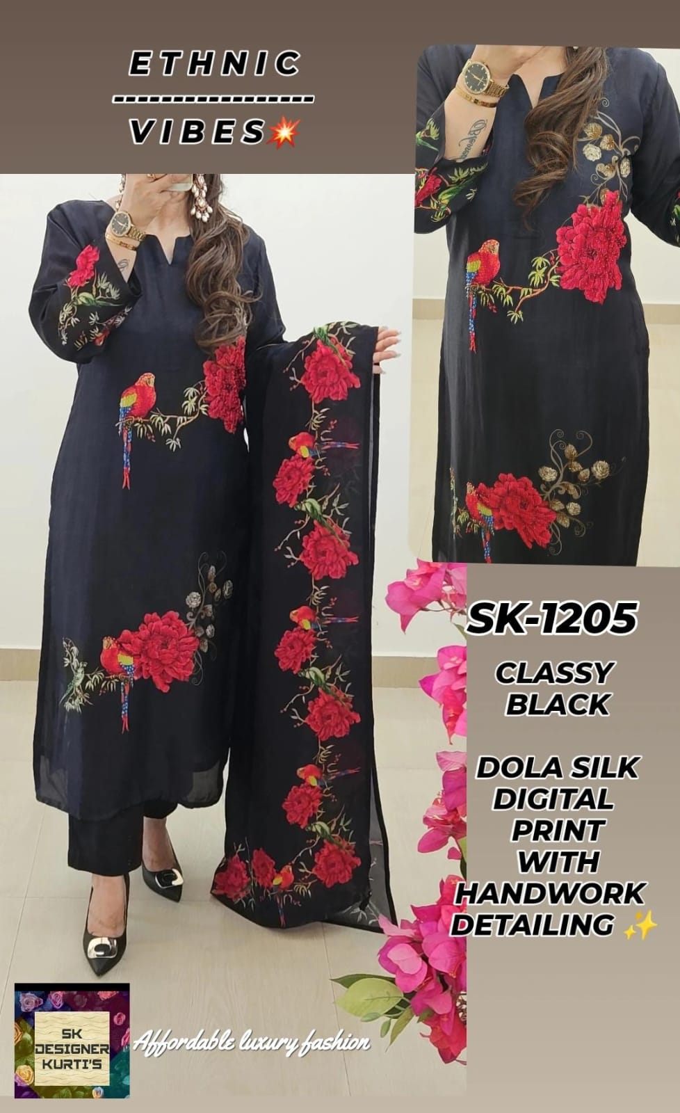 Parrot Paradise Dola Silk Suit Set