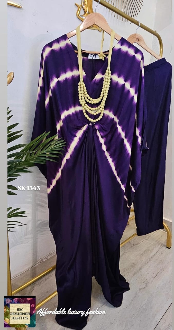 Royal Drape Purple Tie-Dye Kaftan Set