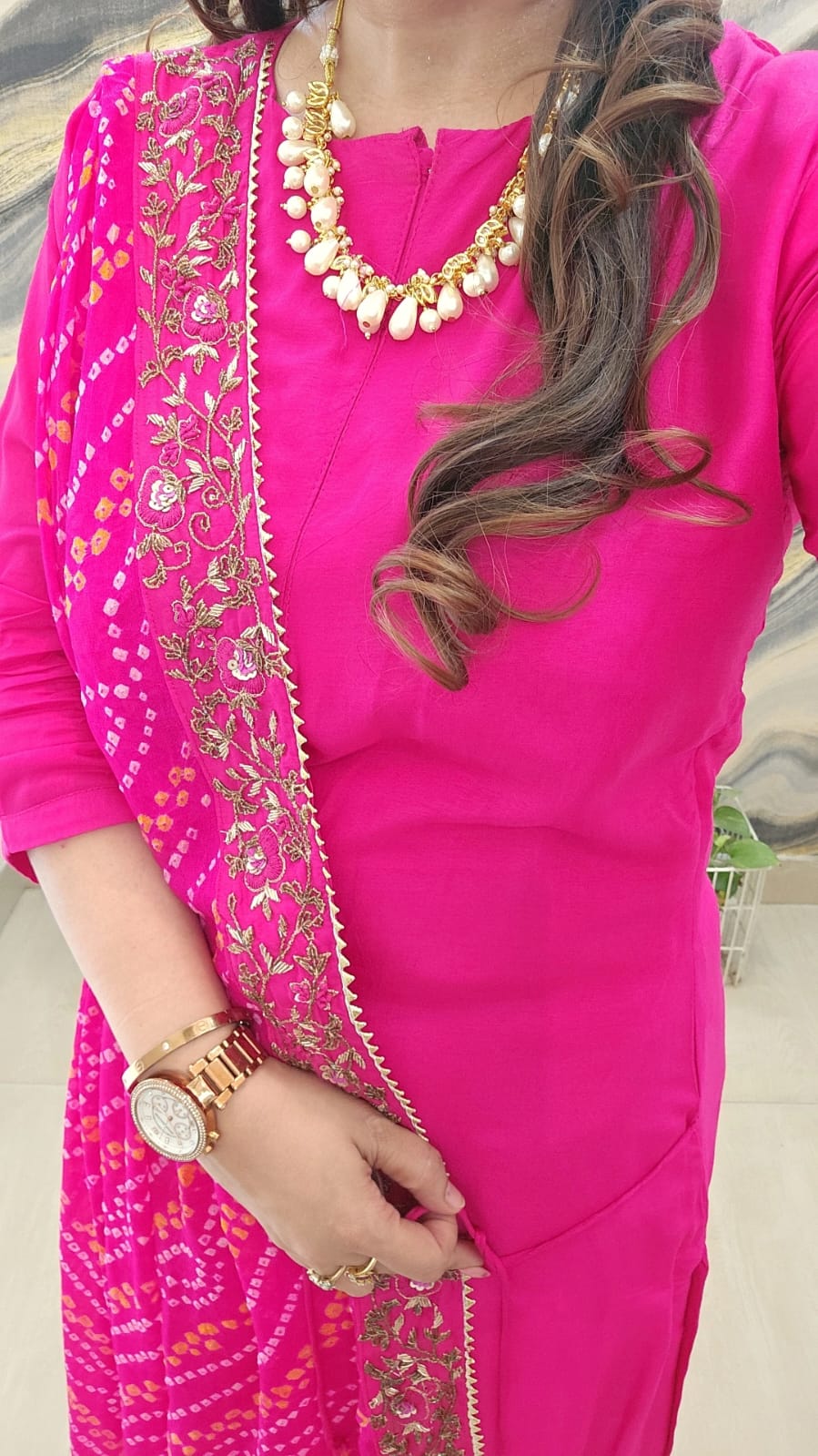 Festive Glow Russian Silk Bandhani Kurta Set