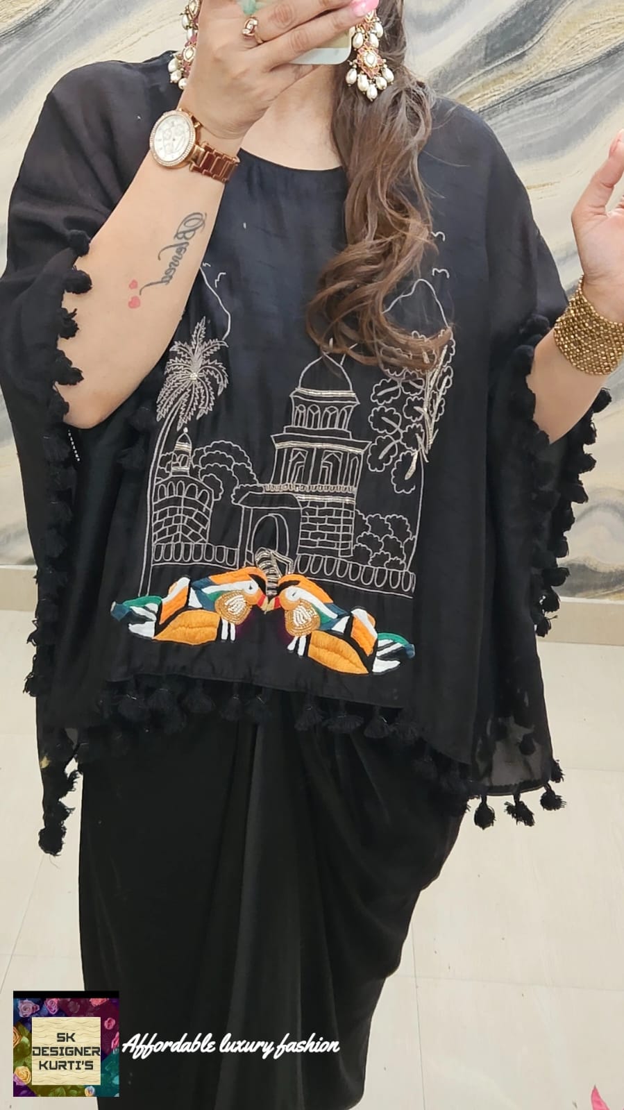 Boutique Luxe Party Wear Cape & Drape Skirt Set