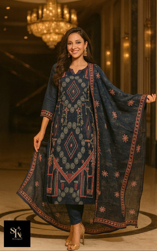 Regal Kantha Chanderi Ensemble