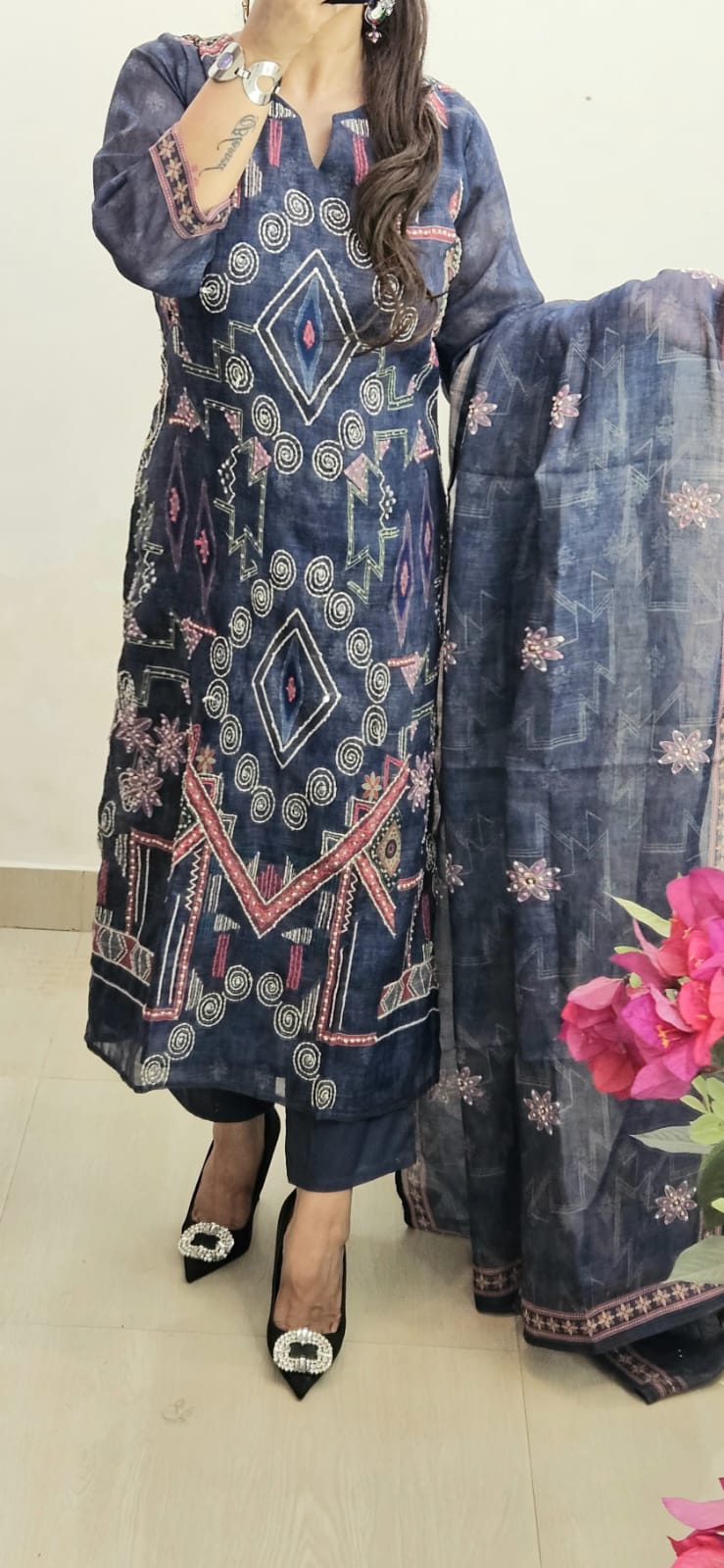 Regal Kantha Chanderi Ensemble