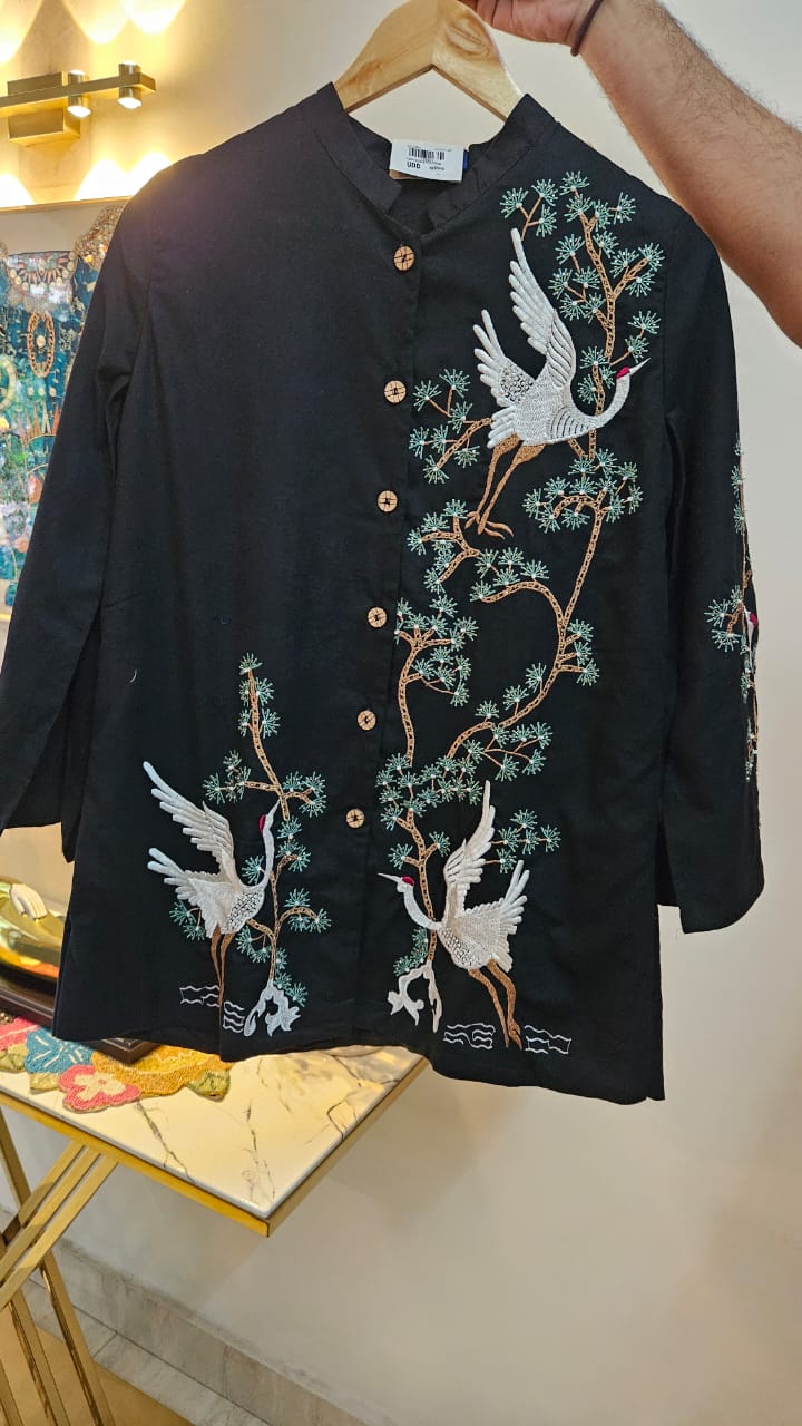 Midnight Elegance – Black Embroidered Cape Set