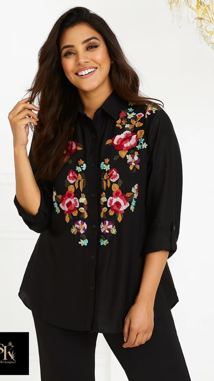 Classy Black Dola Silk Ensemble