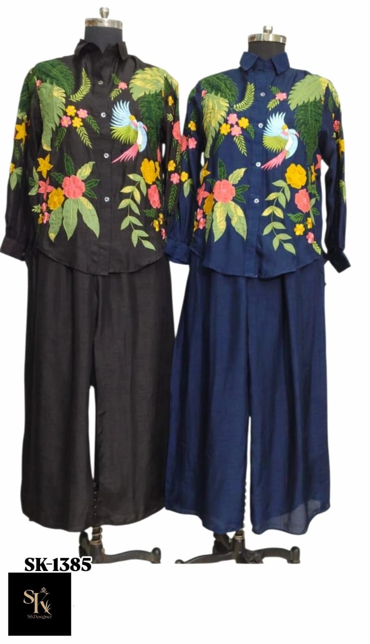 Tropical Luxe Dola Silk Co-ord Set (Black)