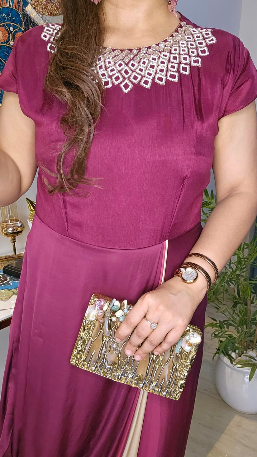 Pure Shaded Elegance – Drape Style Gown (Maroon)