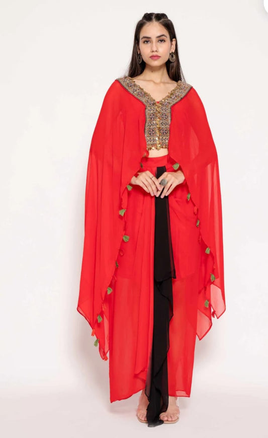 Celeste Charm – Georgette Cape & Drape Skirt Set