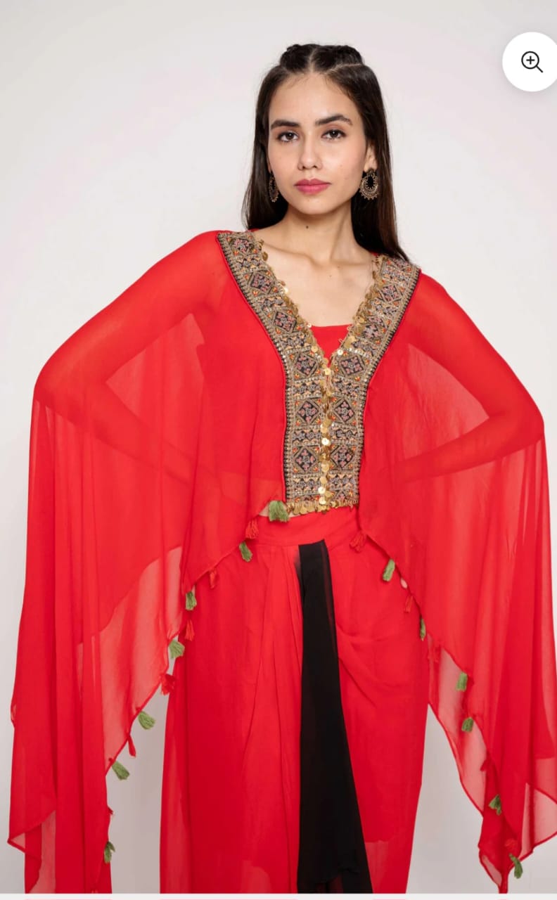 Celeste Charm – Georgette Cape & Drape Skirt Set