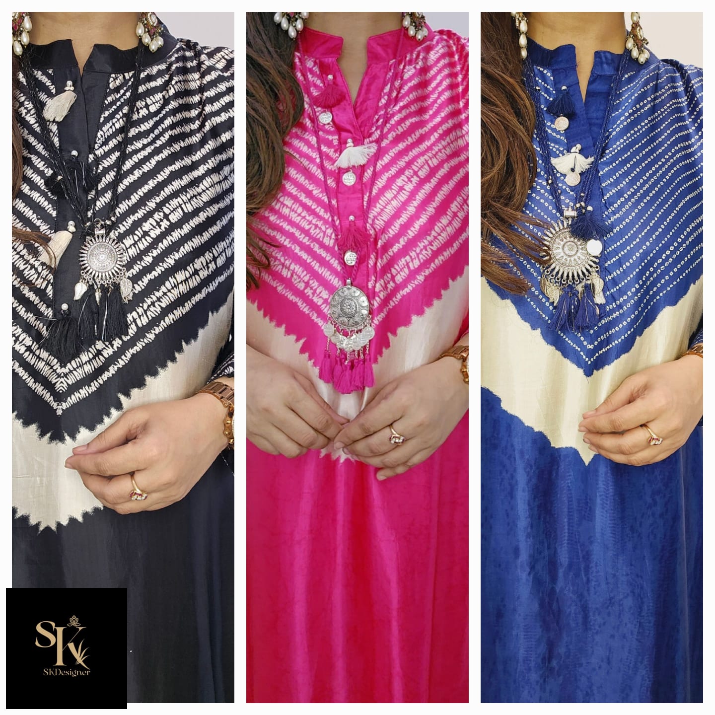 Shibori Charm – Pure Gajji Silk C-Cut Kurta Set (Black)