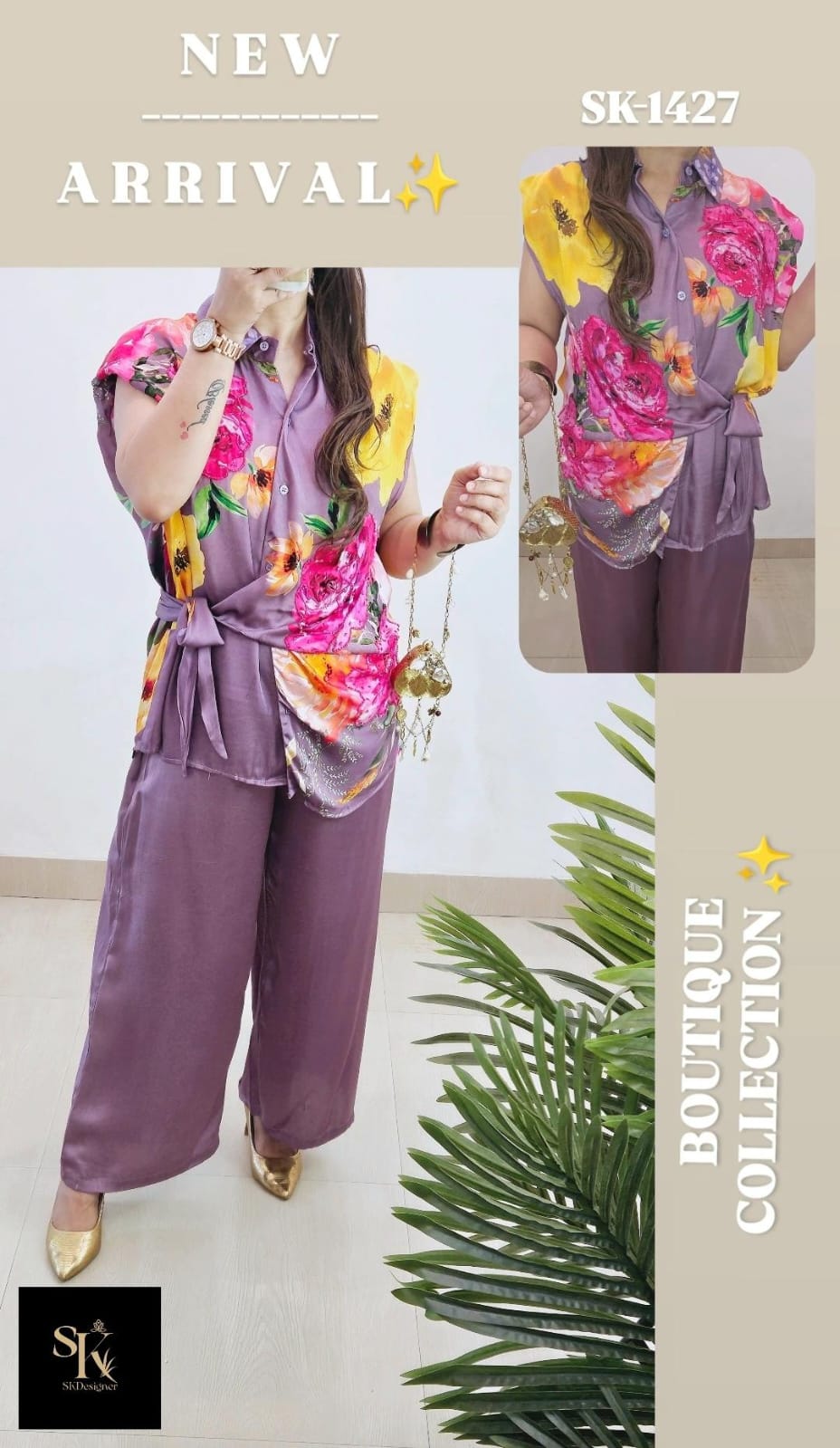 Boutique Luxe Crepe Co-ord Set (Puple)